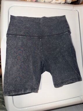 Aerie High-Waist Black Mineral-Wash Bike Shorts
